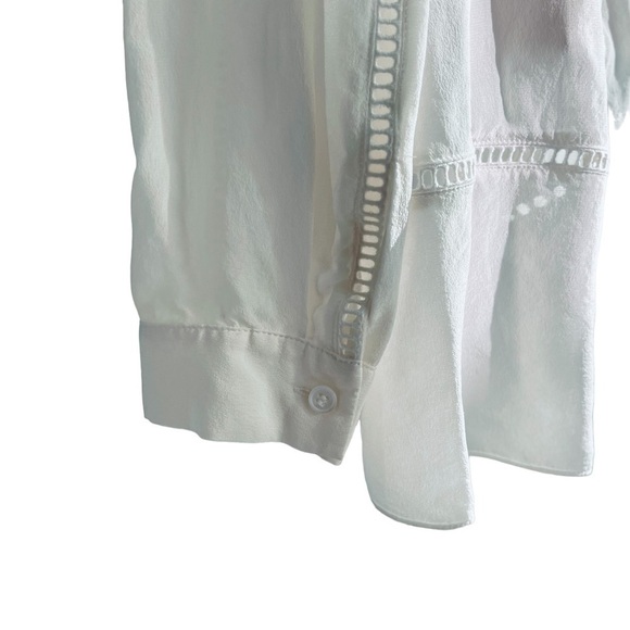 CLUB MONACO 100% Silk Blouse Long Sleeved Top White Small - Picture 5 of 7